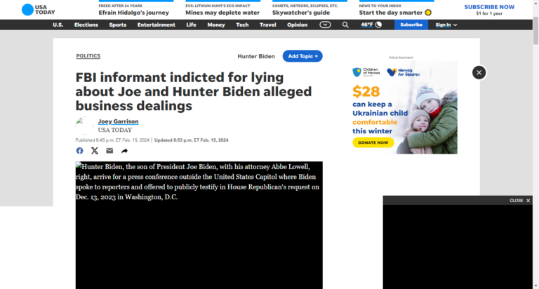 FBI informant indicted for lying about Joe and Hunter Biden alleged business dealings