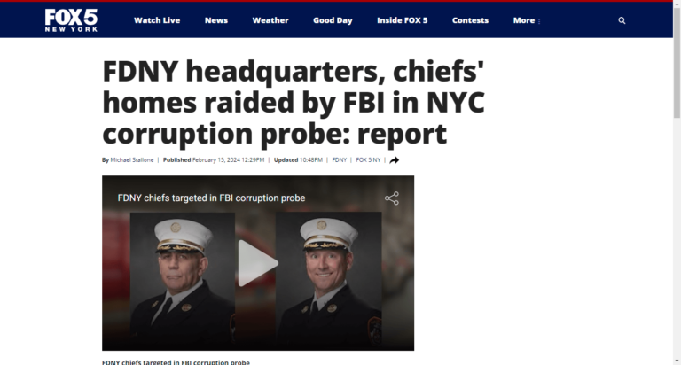 FDNY headquarters, chiefs’ homes raided by FBI in NYC corruption probe: report