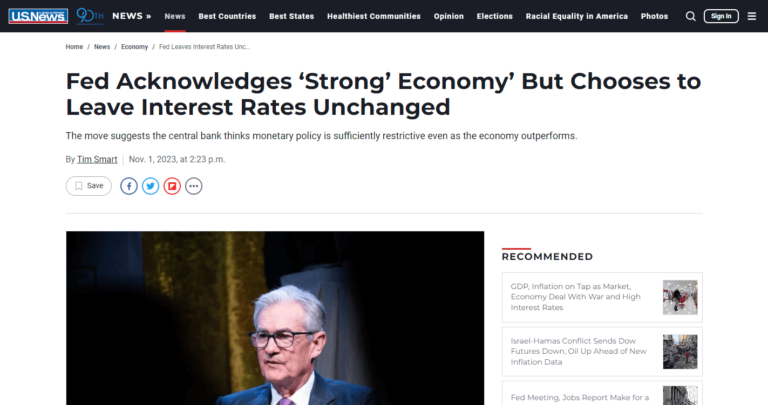Fed Acknowledges ‘Strong’ Economy’ But Chooses to Leave Interest Rates Unchanged