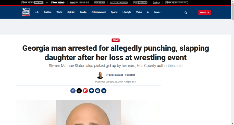 Georgia man arrested for allegedly punching, slapping daughter after her loss at wrestling event