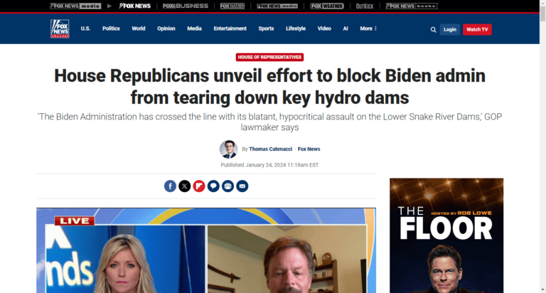 House Republicans unveil effort to block Biden admin from tearing down key hydro dams
