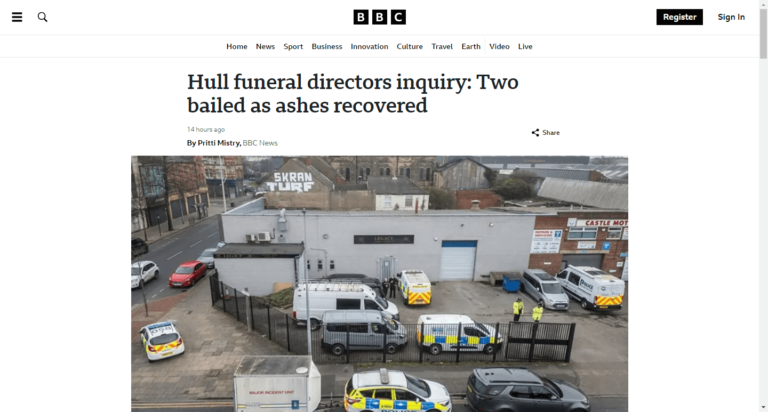 Hull funeral directors inquiry: Two bailed as ashes recovered