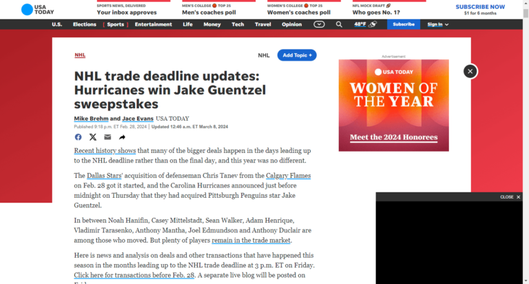 NHL trade deadline updates: Hurricanes win Jake Guentzel sweepstakes