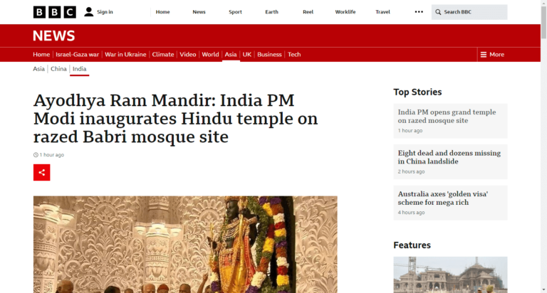 Ayodhya Ram Mandir: India PM Modi inaugurates Hindu temple on razed Babri mosque site