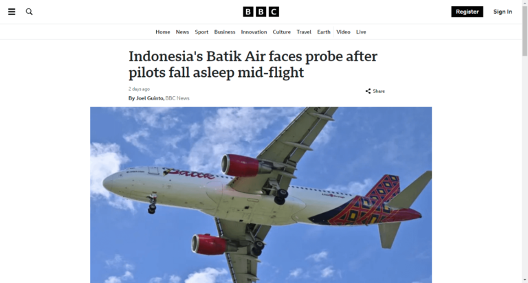 Indonesia’s Batik Air faces probe after pilots fall asleep mid-flight