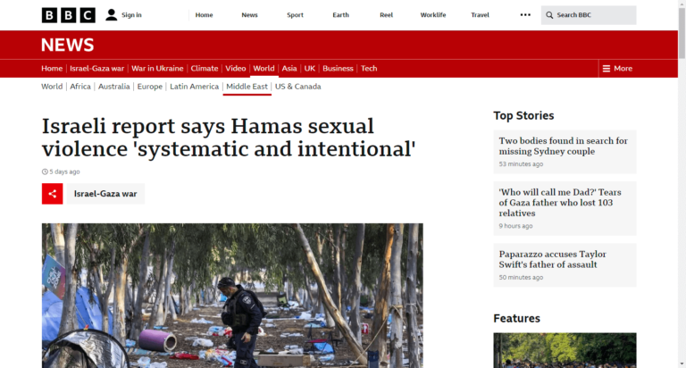 Israeli report says Hamas sexual violence ‘systematic and intentional’