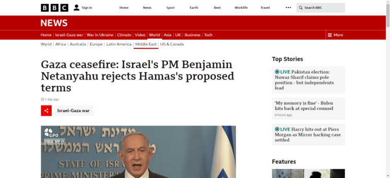Gaza ceasefire: Israel’s PM Benjamin Netanyahu rejects Hamas’s proposed terms