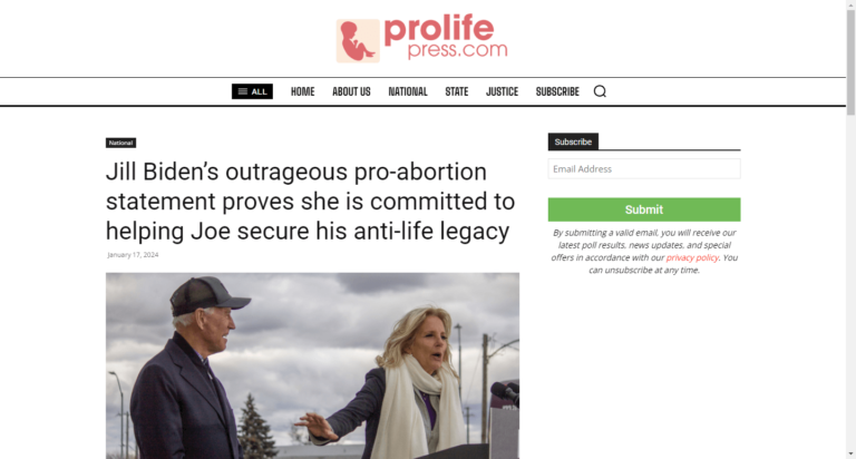 Jill Biden’s outrageous pro-abortion statement proves she is committed to helping Joe secure his anti-life legacy
