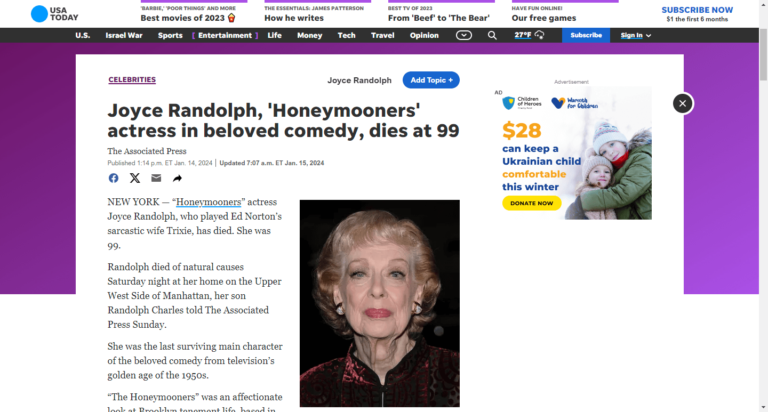 Joyce Randolph, ‘Honeymooners’ actress in beloved comedy, dies at 99