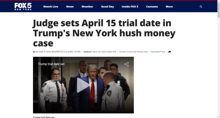 Judge sets April 15 trial date in Trump’s New York hush money case