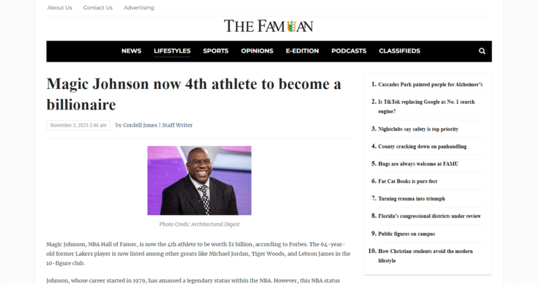 Magic Johnson now 4th athlete to become a billionaire