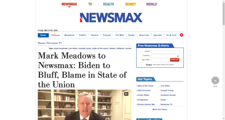 Mark Meadows to Newsmax: Biden to Bluff, Blame in State of the Union