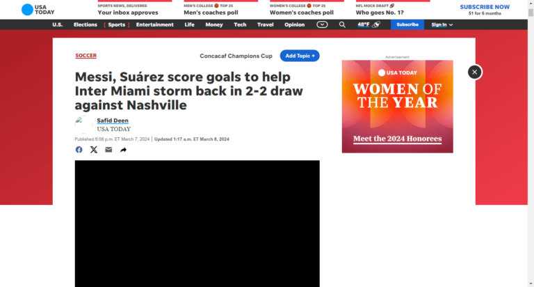 Messi, Suárez score goals to help Inter Miami storm back in 2-2 draw against Nashville