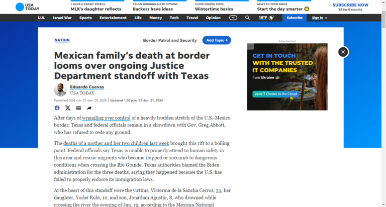 Mexican family’s death at border looms over ongoing Justice Department standoff with Texas
