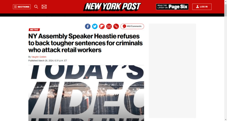 NY Assembly Speaker Heastie refuses to back tougher sentences for criminals who attack retail workers