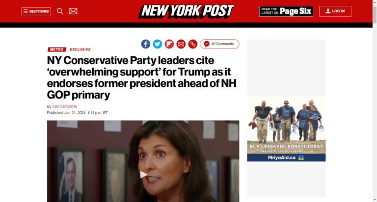 NY Conservative Party leaders cite ‘overwhelming support’ for Trump as it endorses former president ahead of NH GOP primary