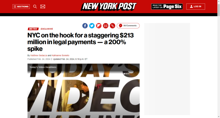 NYC on the hook for a staggering $213 million in legal payments — a 200% spike