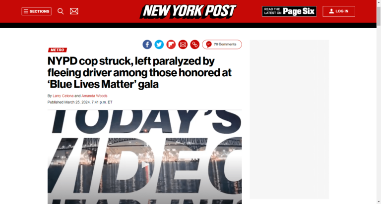 NYPD cop struck, left paralyzed by fleeing driver among those honored at ‘Blue Lives Matter’ gala