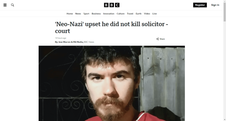 ‘Neo-Nazi’ upset he did not kill solicitor – court