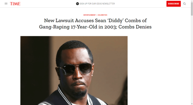 New Lawsuit Accuses Sean ‘Diddy’ Combs of Gang-Raping 17-Year-Old in 2003; Combs Denies