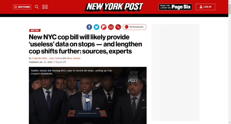 New NYC cop bill will likely provide ‘useless’ data on stops — and lengthen cop shifts further: sources, experts