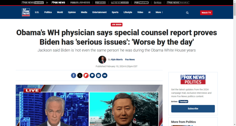 Obama’s WH physician says special counsel report proves Biden has ‘serious issues’: ‘Worse by the day’