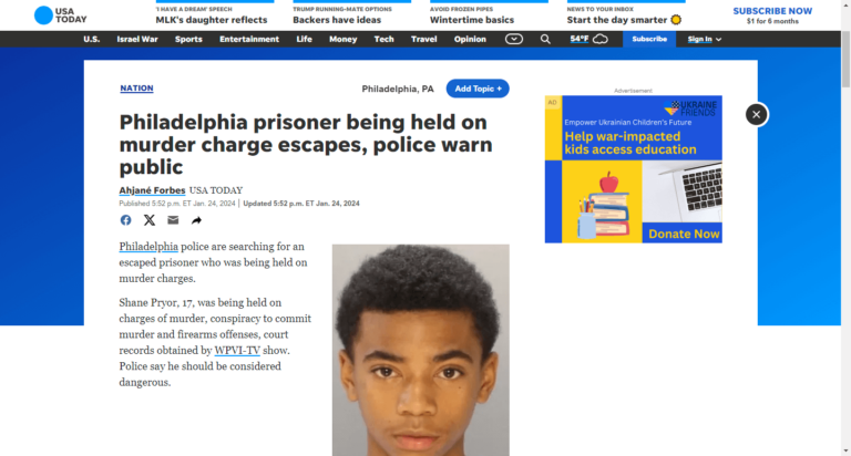 Philadelphia prisoner being held on murder charge escapes, police warn public