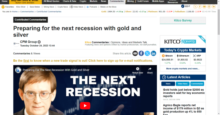 Preparing for the next recession with gold and silver