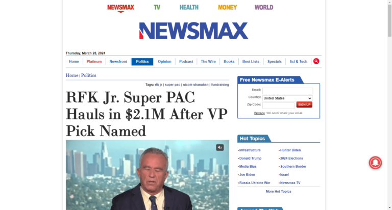RFK Jr. Super PAC Hauls in $2.1M After VP Pick Named