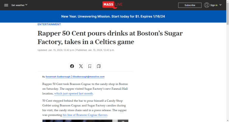 Rapper 50 Cent pours drinks at Boston’s Sugar Factory, takes in a Celtics game