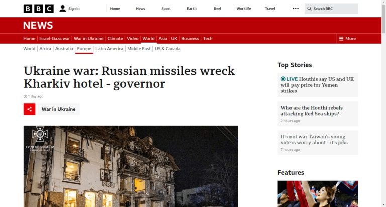 Ukraine war: Russian missiles wreck Kharkiv hotel – governor
