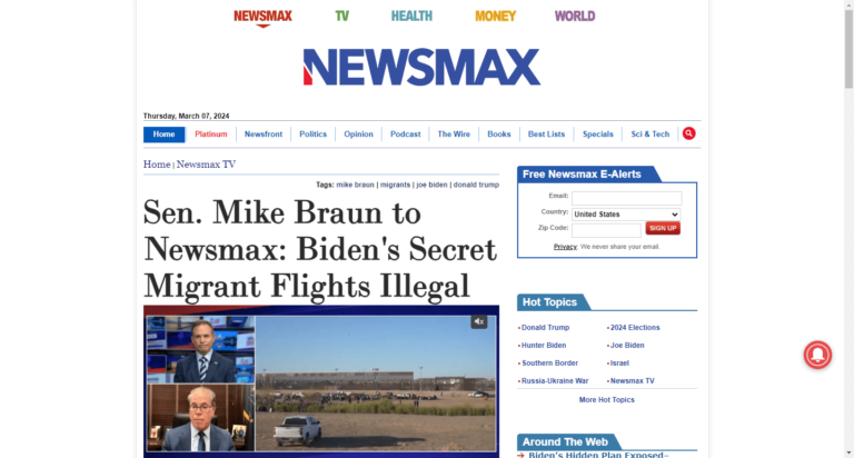 Sen. Mike Braun to Newsmax: Biden’s Secret Migrant Flights Illegal