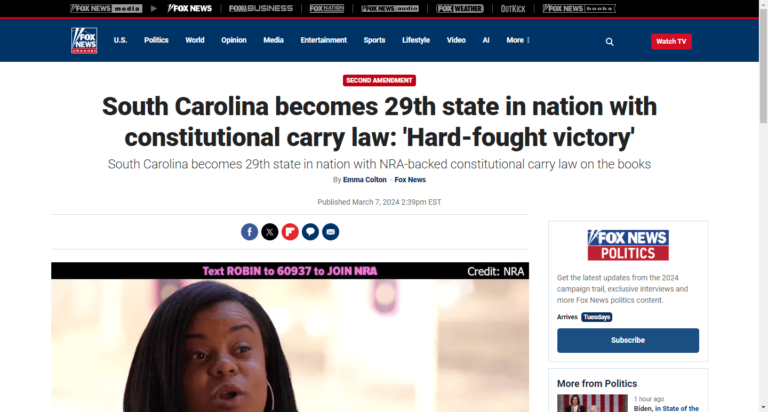 South Carolina becomes 29th state in nation with constitutional carry law: ‘Hard-fought victory’