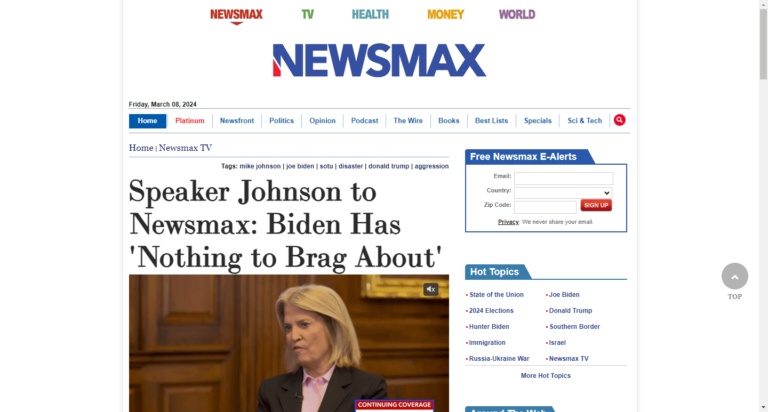 Speaker Johnson to Newsmax: Biden Has ‘Nothing to Brag About’