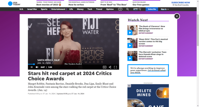 Stars hit red carpet at 2024 Critics Choice Awards