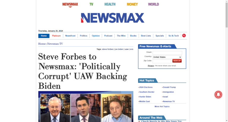 Steve Forbes to Newsmax: ‘Politically Corrupt’ UAW Backing Biden