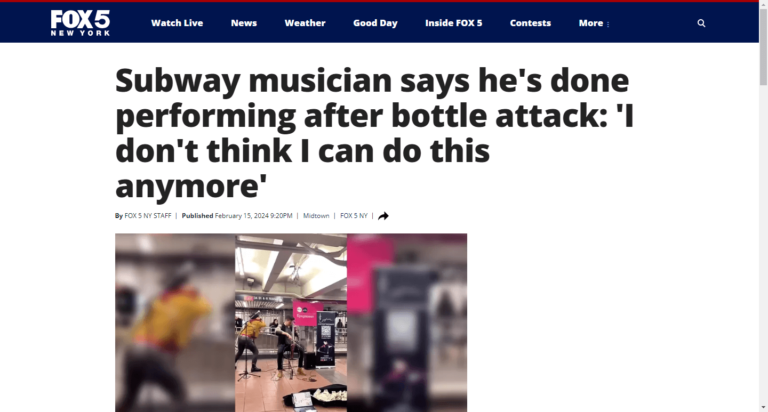 Subway musician says he’s done performing after bottle attack: ‘I don’t think I can do this anymore’