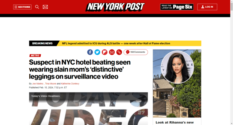 Suspect in NYC hotel beating seen wearing slain mom’s ‘distinctive’ leggings on surveillance video