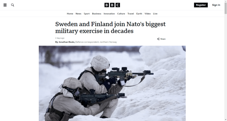 Sweden and Finland join Nato’s biggest military exercise in decades