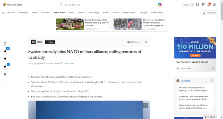 Sweden formally joins NATO military alliance, ending centuries of neutrality