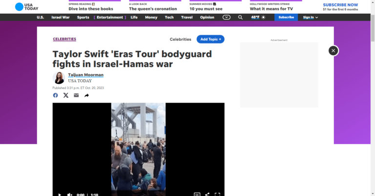 Taylor Swift ‘Eras Tour’ bodyguard fights in Israel-Hamas war