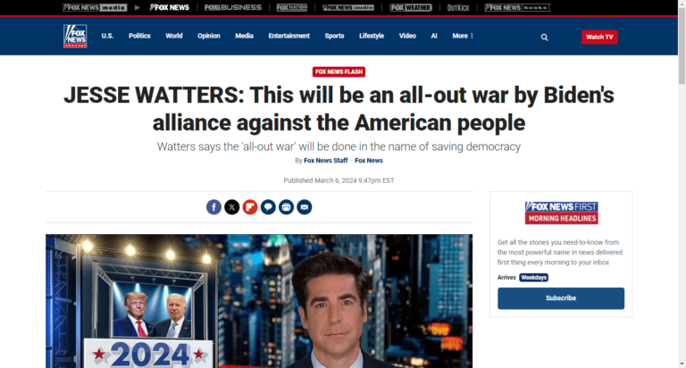 JESSE WATTERS: This will be an all-out war by Biden’s alliance against the American people