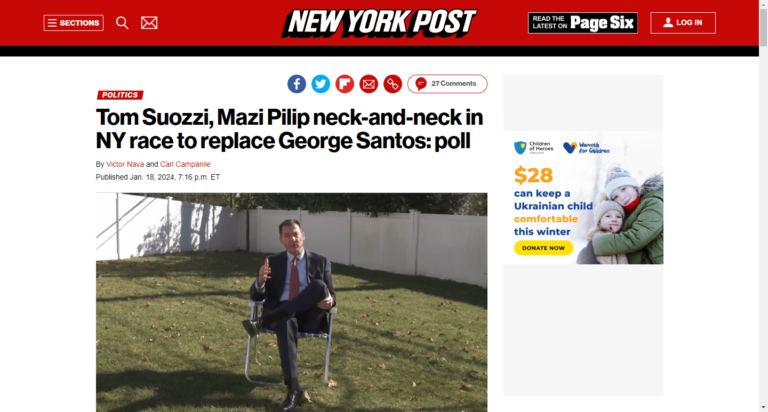 Tom Suozzi, Mazi Pilip neck-and-neck in NY race to replace George Santos: poll