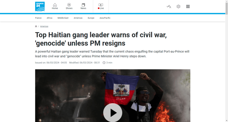 Top Haitian gang leader warns of civil war, ‘genocide’ unless PM resigns