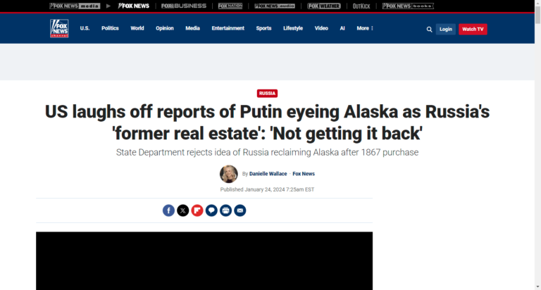 US laughs off reports of Putin eyeing Alaska as Russia’s ‘former real estate’: ‘Not getting it back’