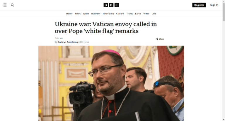 Ukraine war: Vatican envoy called in over Pope ‘white flag’ remarks