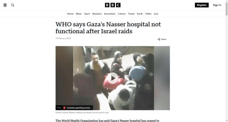 WHO says Gaza’s Nasser hospital not functional after Israel raids