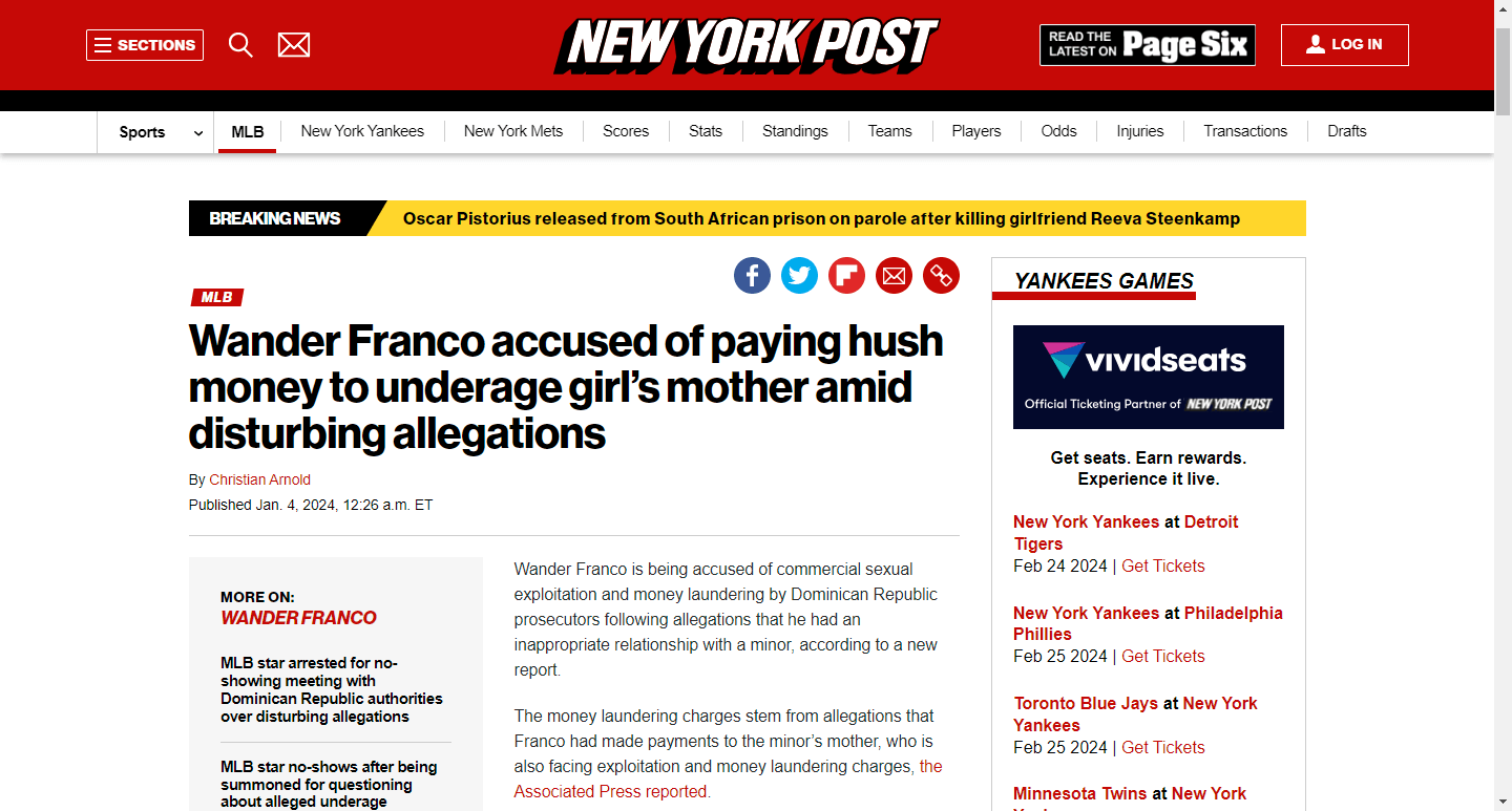 Wander Franco accused of paying hush money to underage girl’s mother amid disturbing allegations
