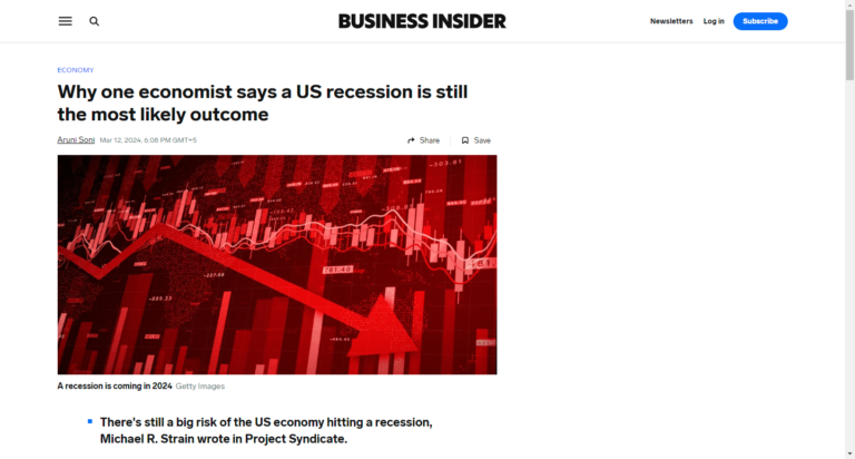 Why one economist says a US recession is still the most likely outcome