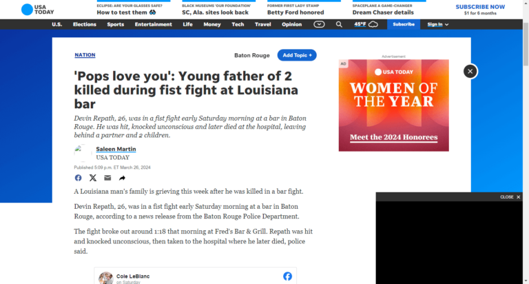 ‘Pops love you’: Young father of 2 killed during fist fight at Louisiana bar